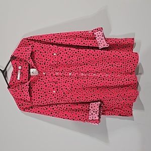 Notations Pink and Black Polka Dot Button Down 2x